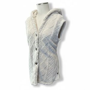 Boutique Cream Faux Fur Hooded Vest Women’s XL Cozy